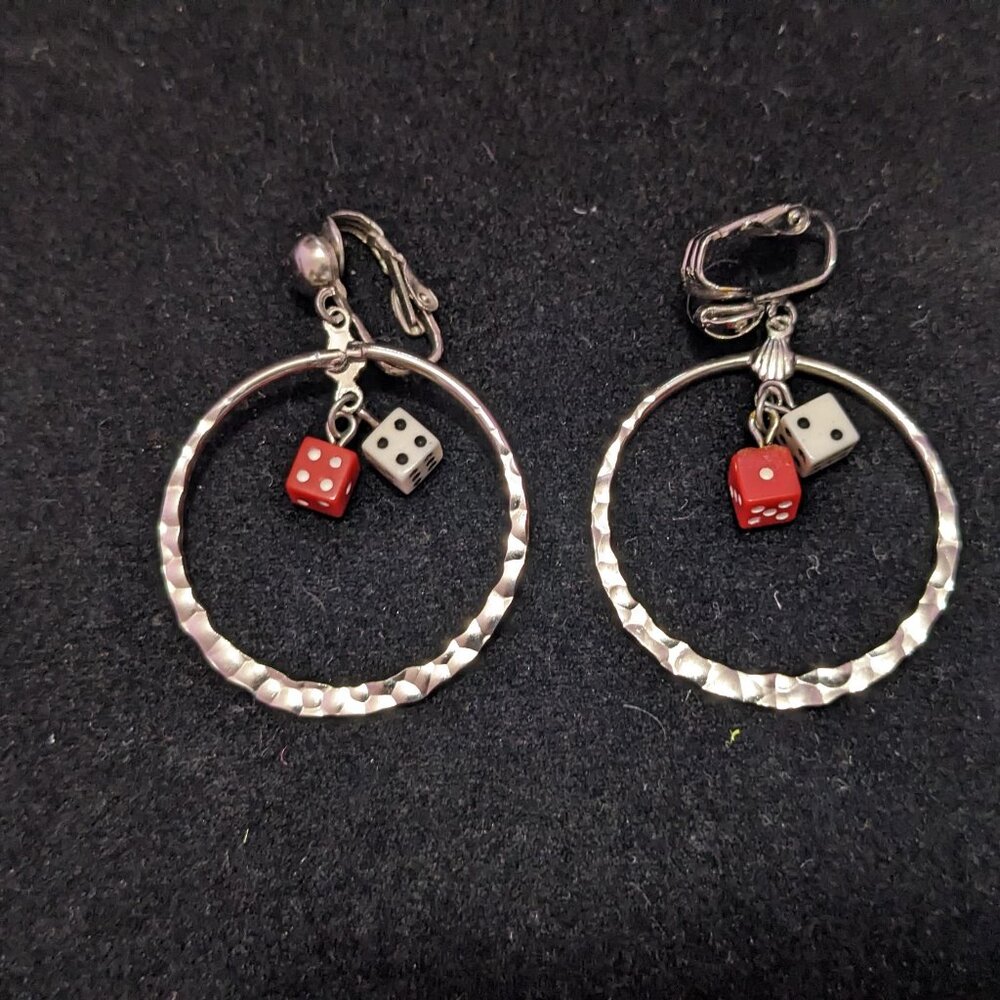 Vintage Dice Clip Earrings